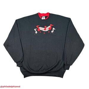 Vintage 1990's Music note double neck crewneck sweatshirt Unisex XL